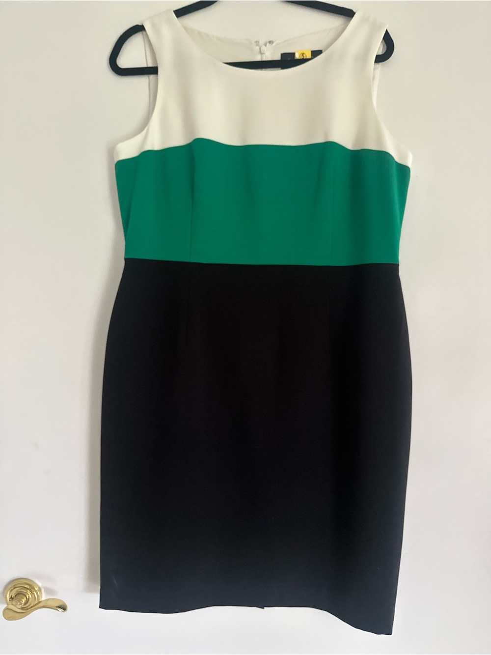 Sleeveless Colorblock Midi Dress in White, Green & Black
